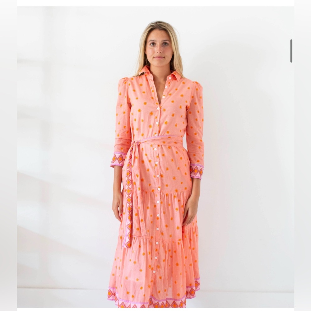 Marea Melon Starburst Women's Flounce Shirtdress
